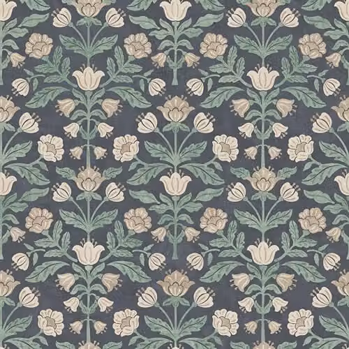 Arthouse Modern Floral Damask Washable Wallpaper in Navy Blue, 10m x 0.5m – 1