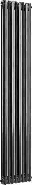 Lux Heat Vertical Steel Column Radiator in Black Nickel Lacquer, H: 180 cm, W: 38 cm
