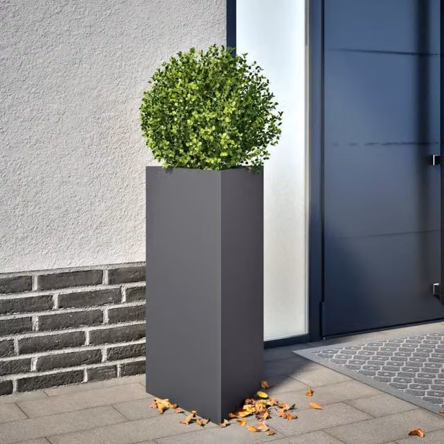 Berkfield Home Garden Triangular Steel Planters, 2 Pack, Anthracite and Black, W: 40 cm, D: 34.5 cm, H: 70 cm