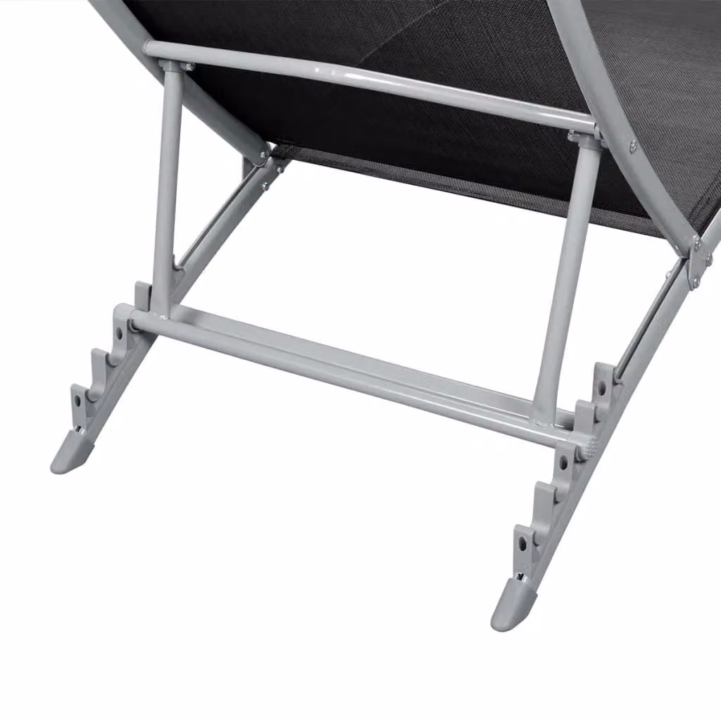 Berkfield Home Sun Lounger in Black Powder Coated Steel and Textilene with Adjustable Headrest – 2