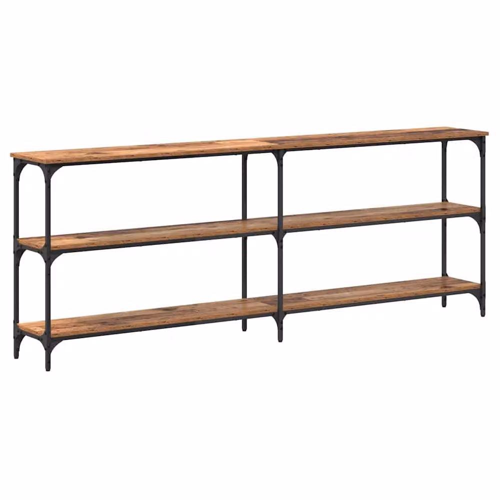 Berkfield Home Industrial Console Table in Brown Wood and Metal, W/D/H: 200 x 29 x 75 cm – 2