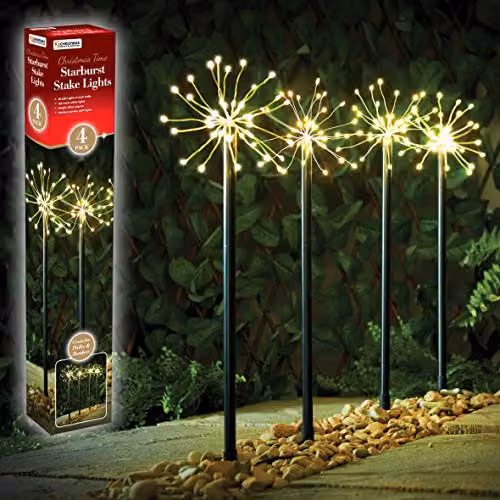 The Christmas Workshop 70369 LED Starburst Path Lights, 4 Pack, Warm White, Height: 50 cm – 1
