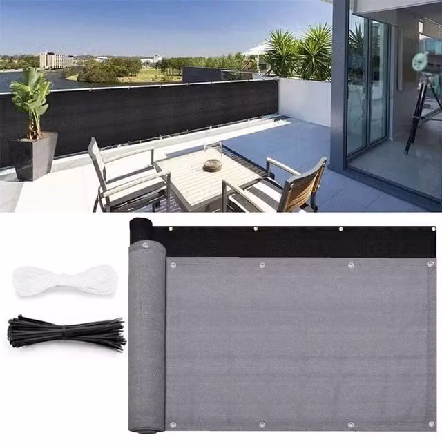 NESTLUNE Grey Semi-Transparent Garden Privacy Netting Windbreak Mat, W: 100 cm, H: 15 cm
