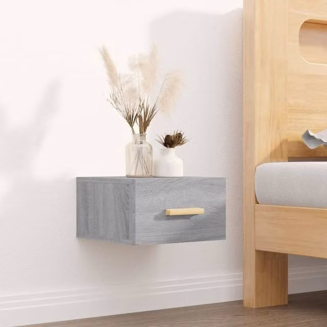 Berkfield Home Wall-mounted Bedside Cabinets, 2 Piece Set, Grey Sonoma, W/D/H: 35 x 35 x 20 cm – 1