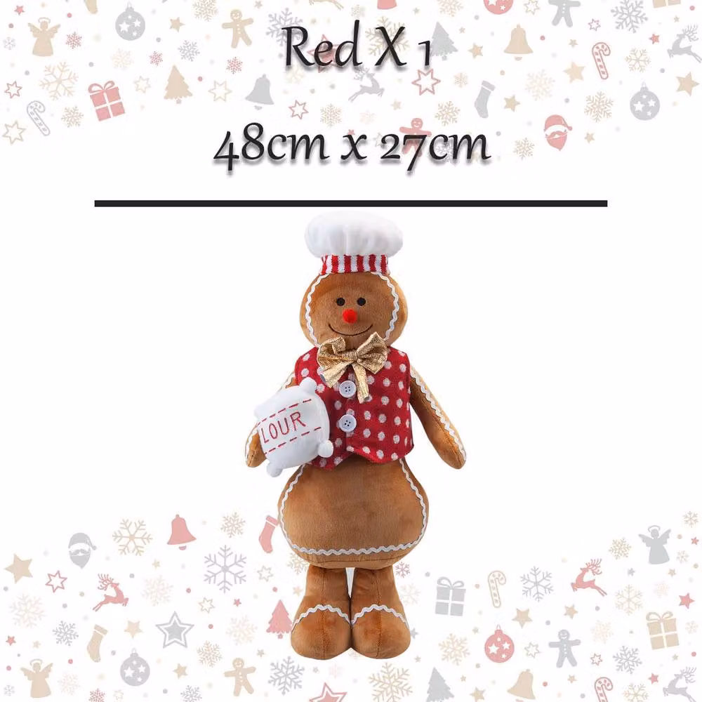 VFM e-Store Christmas Gingerbread Man Decoration in Red and White, W/H: 48 x 27 cm – 2