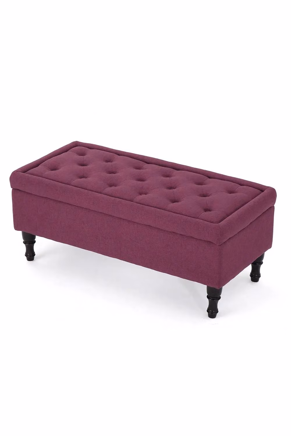 FWStyle Dark Fuchsia Ottoman Storage Bench with Padded Buttoned Chesterfield Seat – 4