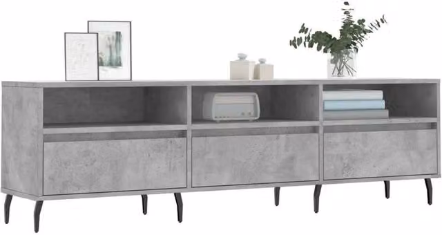 Berkfield Home Industrial TV Cabinet in Concrete Grey, W/D/H: 150 x 30 x 44.5 cm – 1