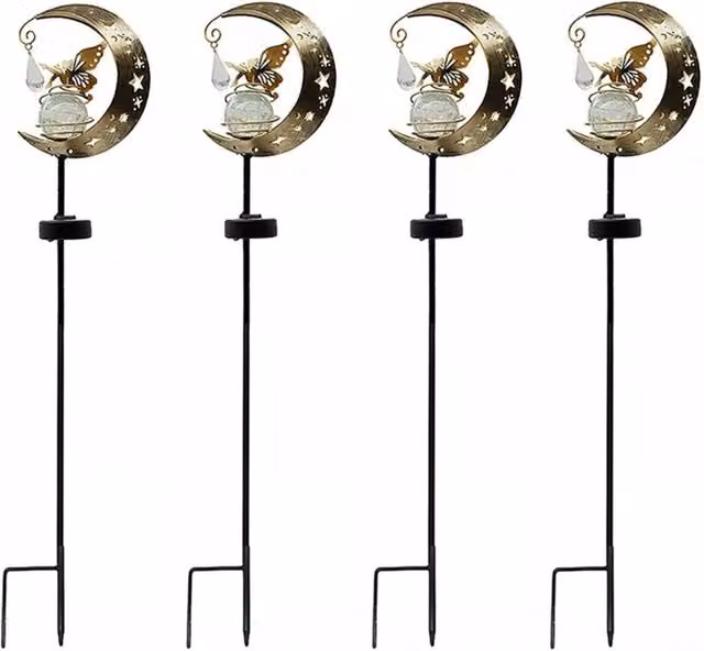 SPETLEK Fairy Garden LED Solar Lights, 4-Piece Set in Bronze