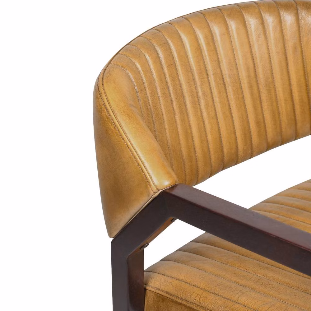 Elm Home And Garden Genuine Leather Dining Chair with Solid Wood Frame, Brown – 5
