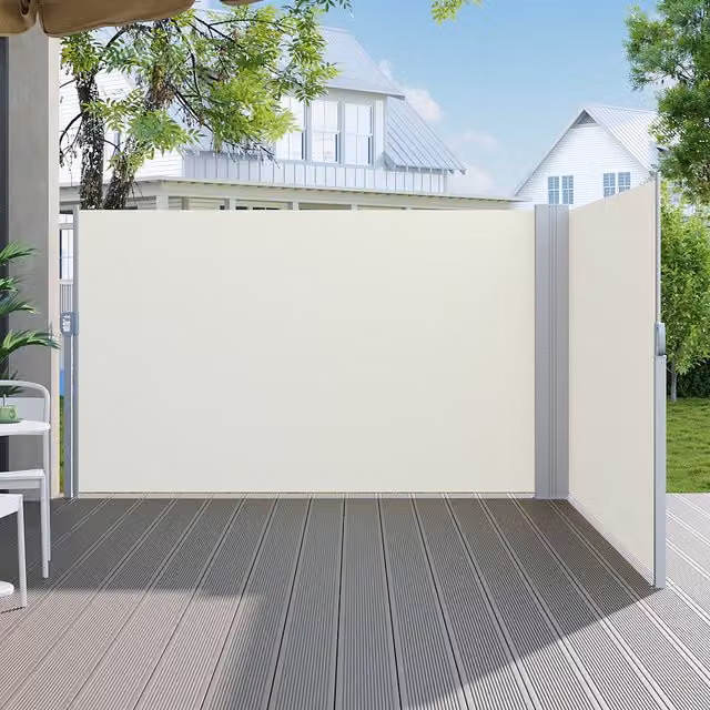 Breeins Outdoor Retractable Waterproof Privacy Side Awning in Beige, W: 6 m, H: 1.8 m