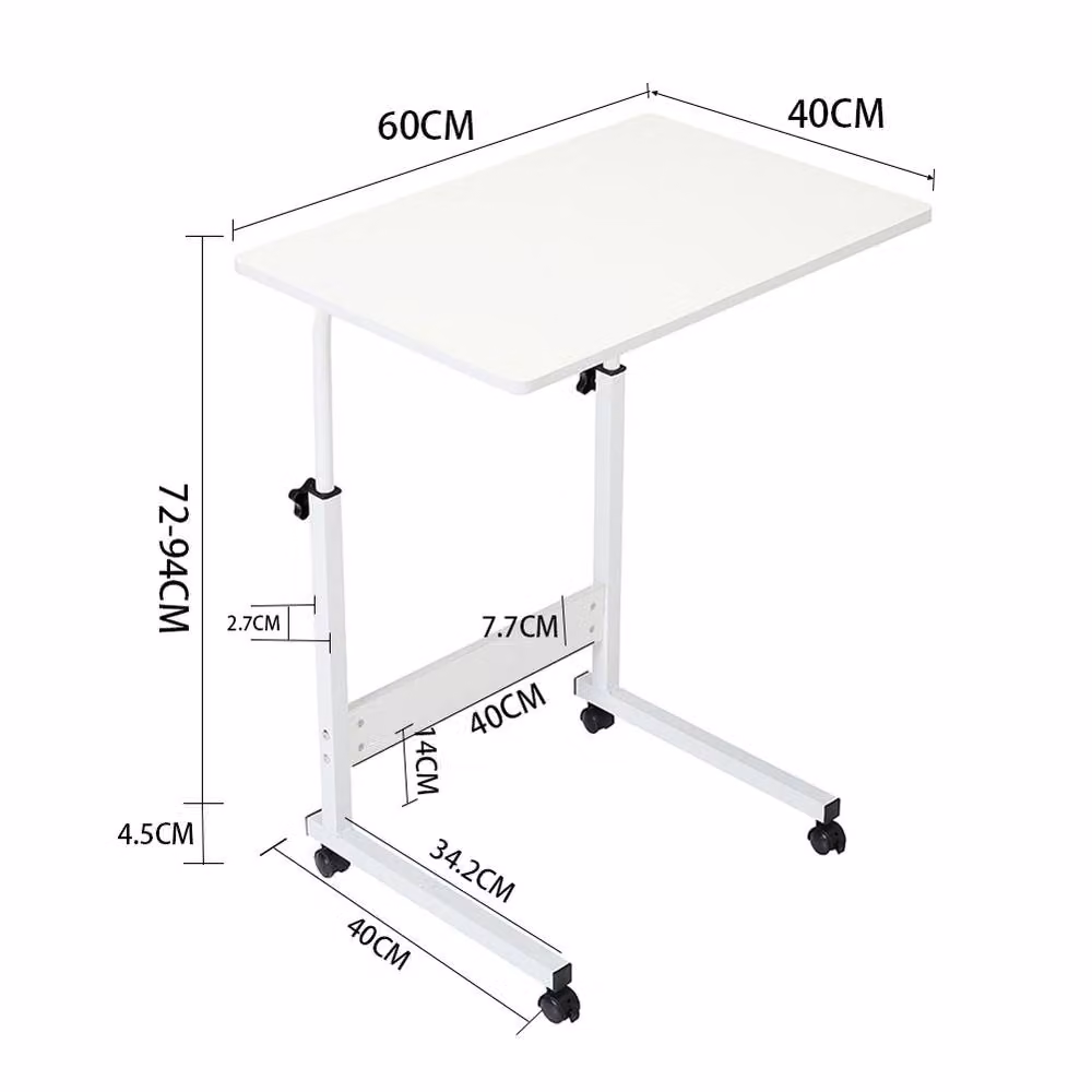 ExtraStar Height Adjustable Mobile Side Table in White – 2