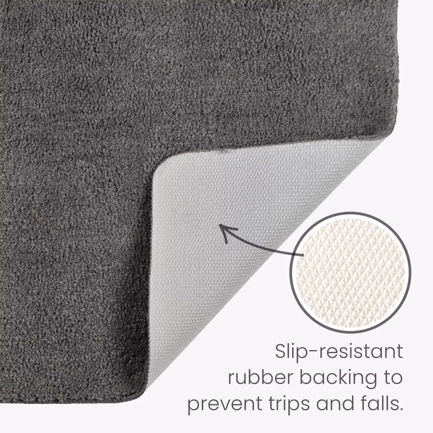 Allure Bath Fashions Non-Slip Microfibre Bath Mat and WC Pedestal Mat Set in Grey – 5