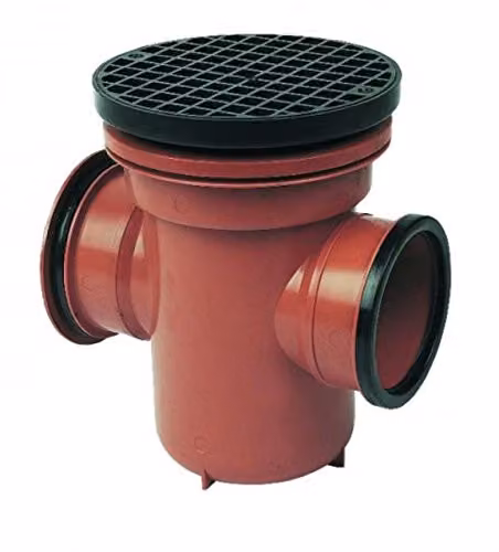 FloPlast Underground Back Inlet Bottle Gully with Round Lid, Red