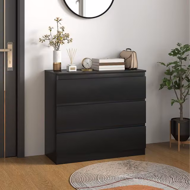 HOMCOM 3-Drawer Chest of Drawers Storage Organiser Unit in Black