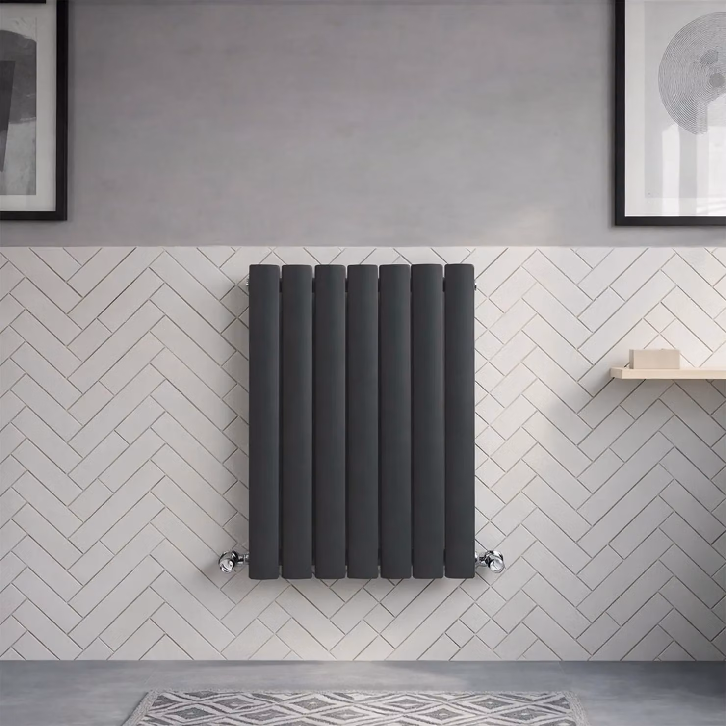Balterley Lucia Square Horizontal Single Panel Radiator, Anthracite Grey, W: 600 mm, H: 412 mm, D: 41.2 mm – 4