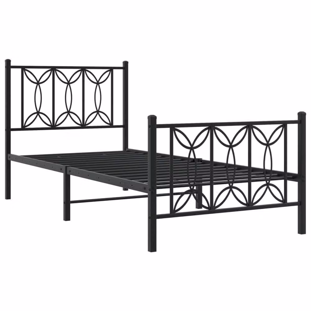 Berkfield Home Metal Bed Frame with Footboard, Black, W: 75 cm, L: 190 cm – 3