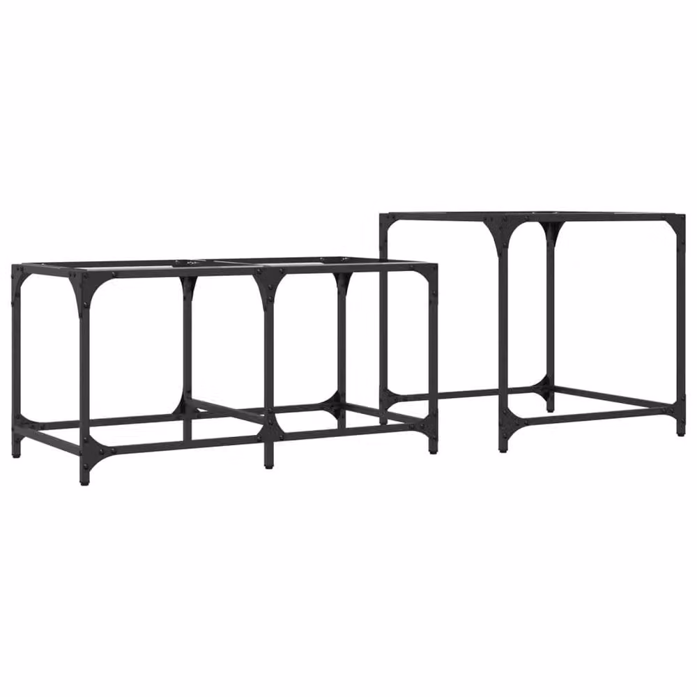 Berkfield Home Nesting Coffee Tables, 2 Piece Set with Transparent Glass Tops and Black Steel Frames – 4