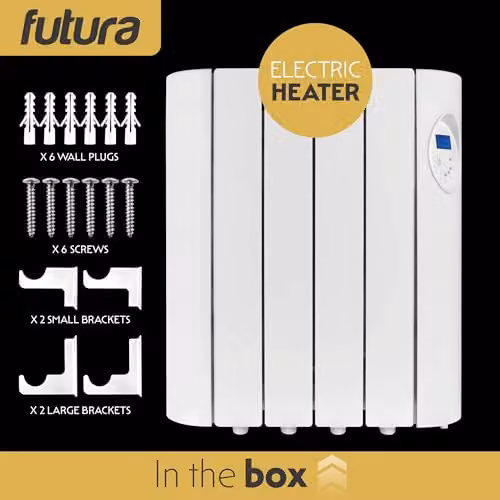 Futura 600W White Wall Mounted Oil Filled Radiator with 24/7 Timer and Frost Protection – 8
