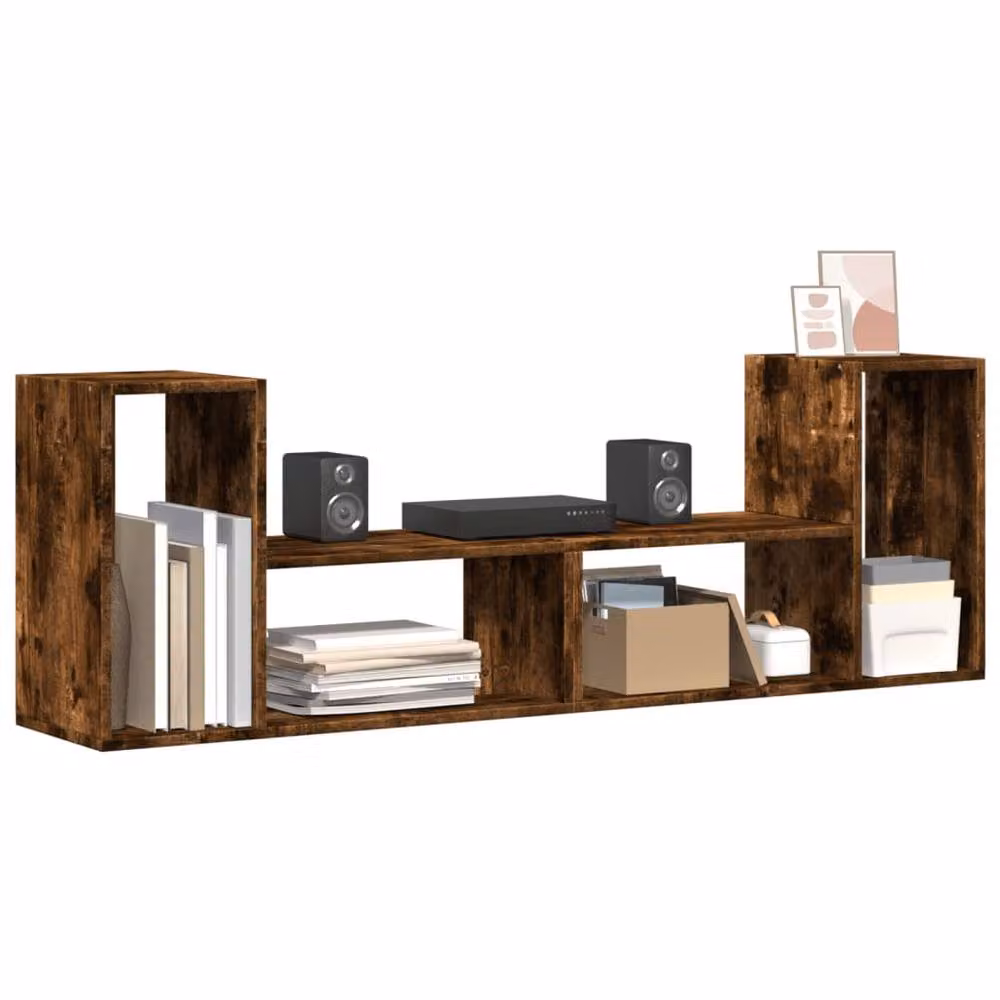 Berkfield Home Set of 2 Smoked Oak TV Cabinets in Brown, W/D/H: 75 x 30 x 50 cm – 3