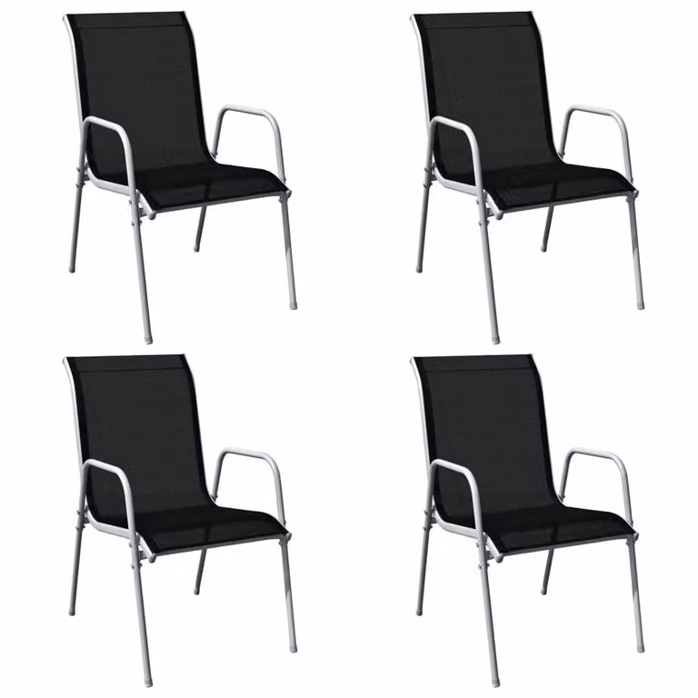 Berkfield Home 5 Piece Outdoor Dining Set in Black and Grey Metal and Glass