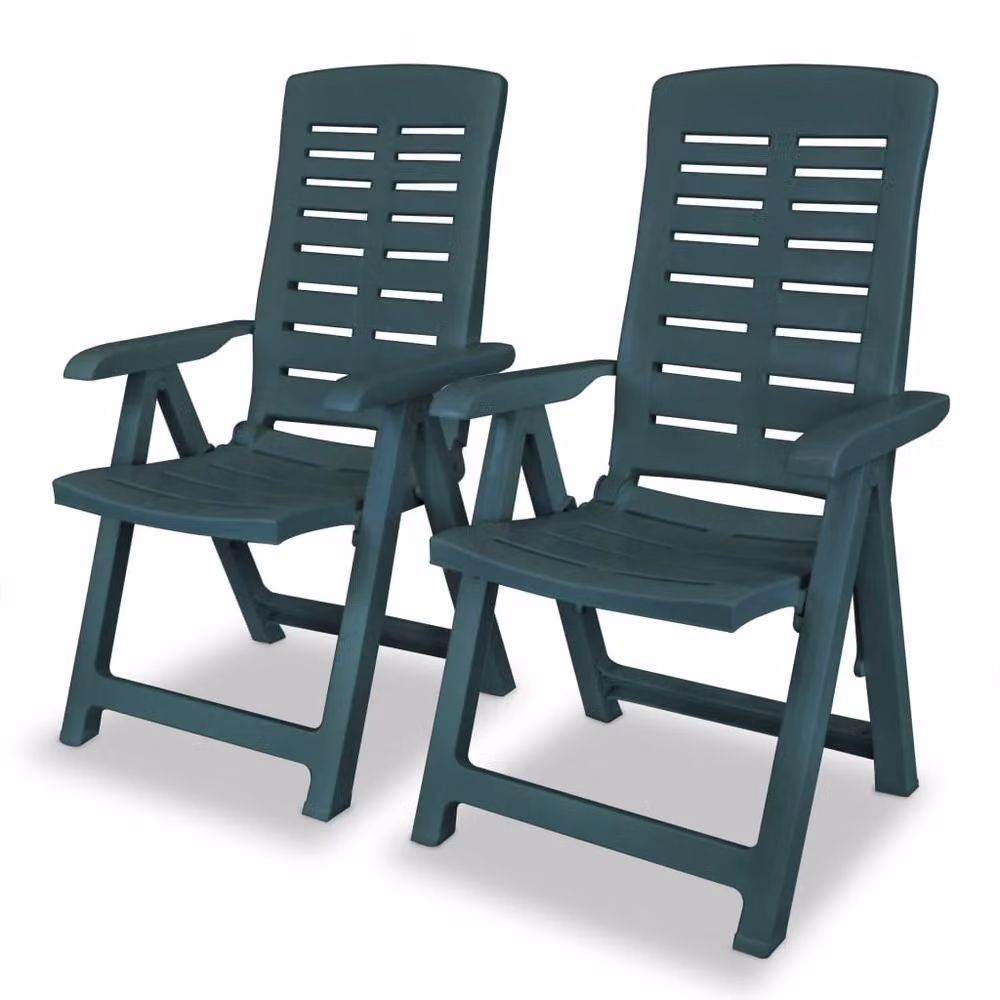 Berkfield Home Set of 2 Green Reclining Garden Chairs with Armrests – 2