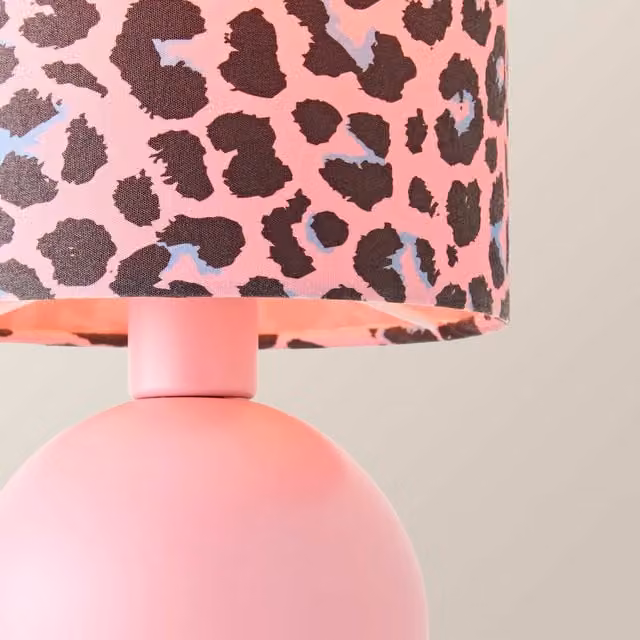 ValueLights Mileys Pink Leopard Print Table Lamp with Bulb