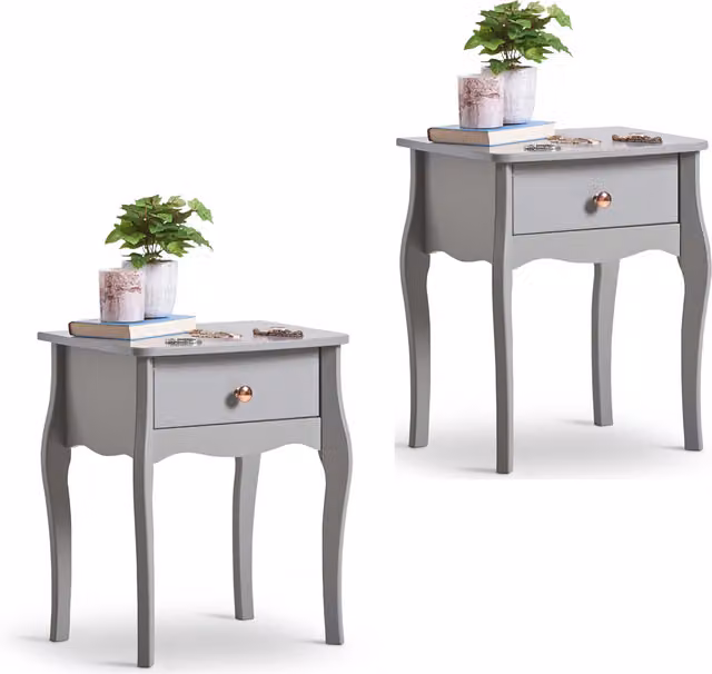 BTFY Baroque Design Bedside Table with 1 Drawer in Grey and Gold