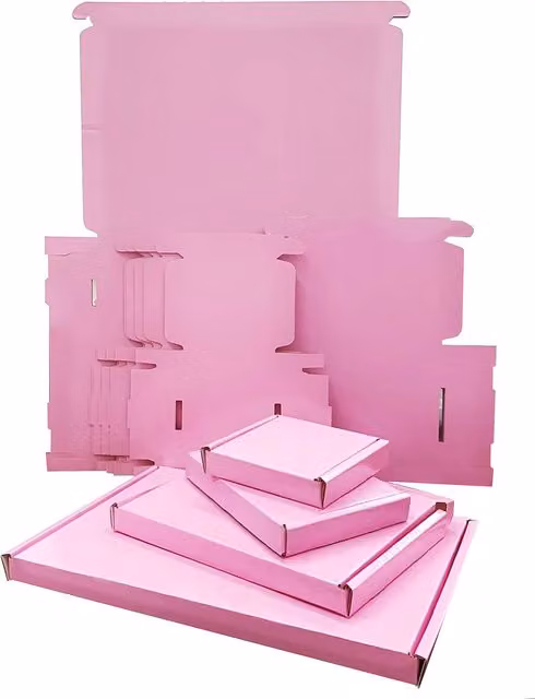 Storm Trading Group 50 Pink Mini Die Cut Corrugated Cardboard Postal Boxes W: 10 cm, D: 10 cm, H: 2 cm