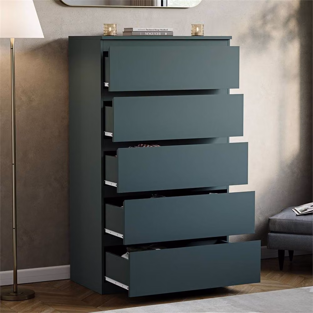 FORGEVIO Green 5 Drawer Chest of Drawers for Bedroom Storage – 2