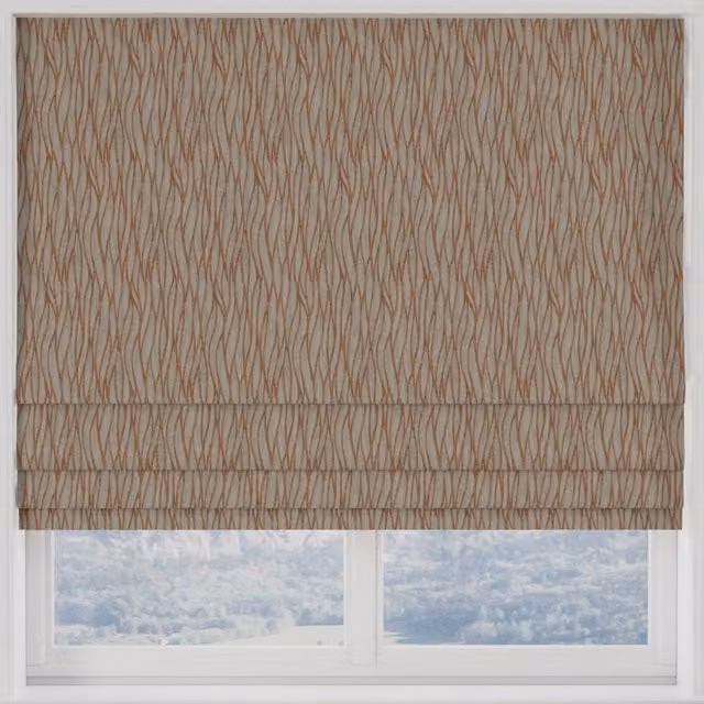 Terrys Linear Made to Measure Blackout Roman Blind, Striped Burnt Orange Polyester