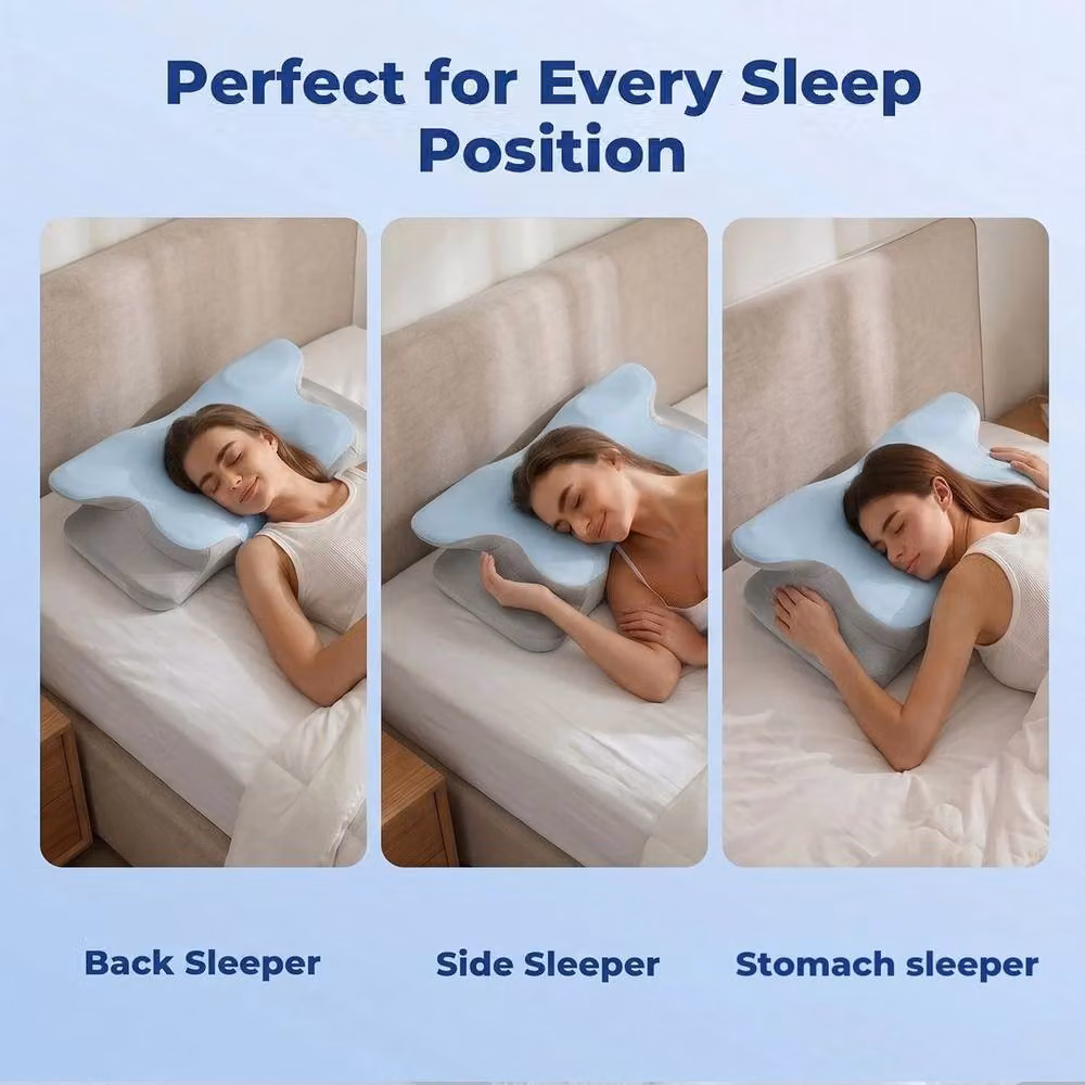 Kelvenix Contour Orthopaedic Memory Foam Ergonomic Pillow in Blue, Single Size – 2