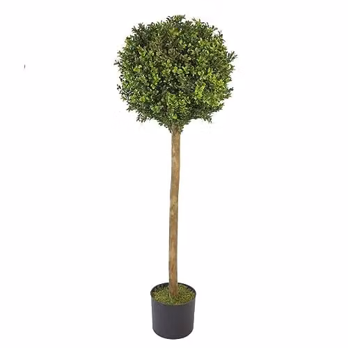 Leaf Design UK Artificial Green Boxwood Buxus Ball Topiary Tree, Height: 120 cm, Diameter: 18 cm