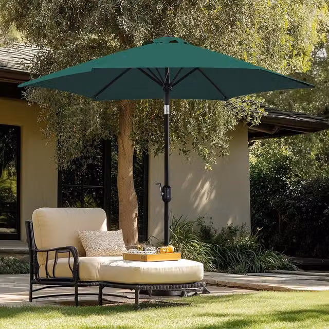 Yaheetech Adjustable Green Patio Umbrella with 6 Ribs, Diameter: 240 cm