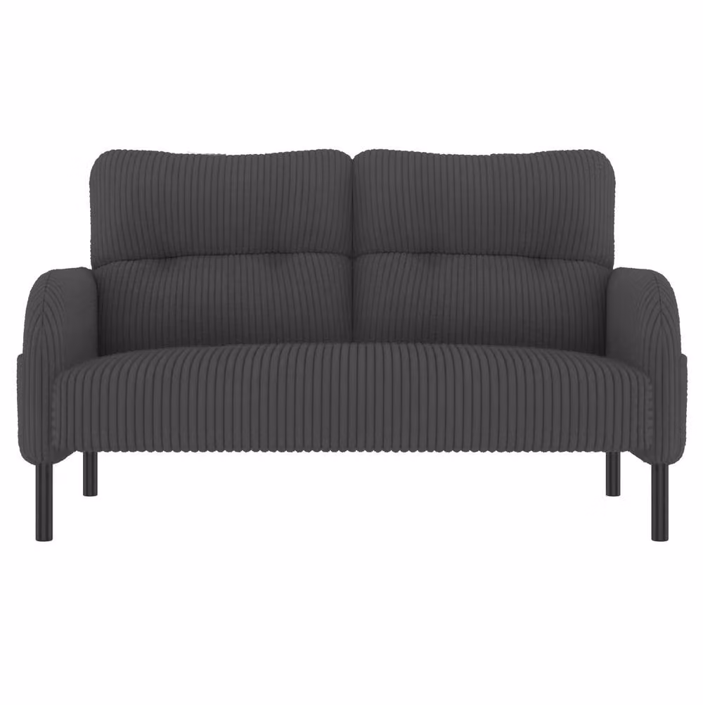STILVORA Grey Corduroy Double Sofa with Side Pockets – 4