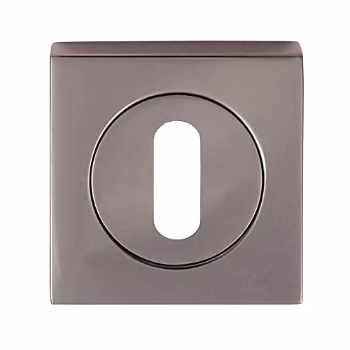 Loops Square Lock Profile Escutcheon in Black Nickel, W: 5.1 cm – 2
