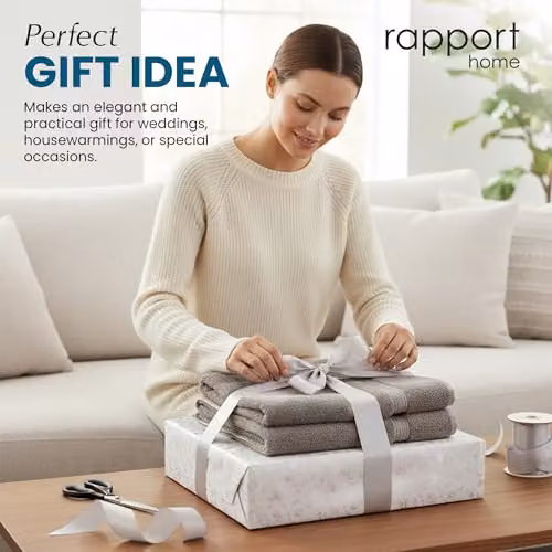 Rapport Home Ribbed 6 Piece Cotton Towel Set in Anthracite Grey – 3