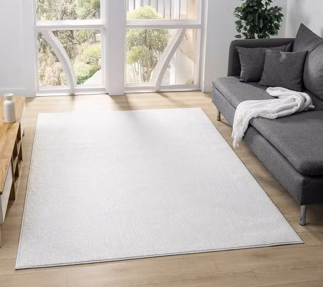 Desire Rugs Avior Washable Plain Modern Living Room Area Rug in Beige and White, W/D/H: 60 x 220 cm