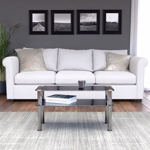 AVF Black Glossy Glass Rectangular Coffee Table W/D/H: 80 x 40 x 42 cm – 2