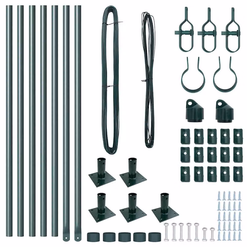 Berkfield Home Set of 7 Green Galvanised Steel Square Fence Posts, W/D/H: 3.2 x 3.2 x 70 cm – 4