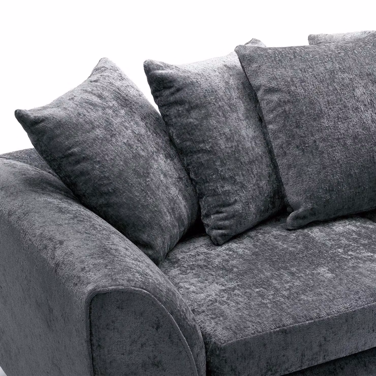 Abakus Direct Harriet Right Facing Corner Sofa in Dark Grey Crushed Chenille Fabric – 3