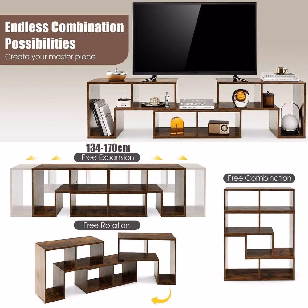 EONLION Minimalist Brown Wood TV Stand for TVs up to 65 Inches, Width: 100 cm – 5