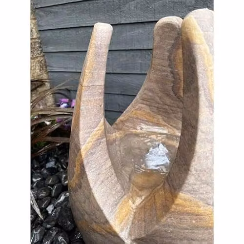 Tranquility Sandstone Tulip Solar Powered Natural Stone Water Feature, Height: 50 cm – 3