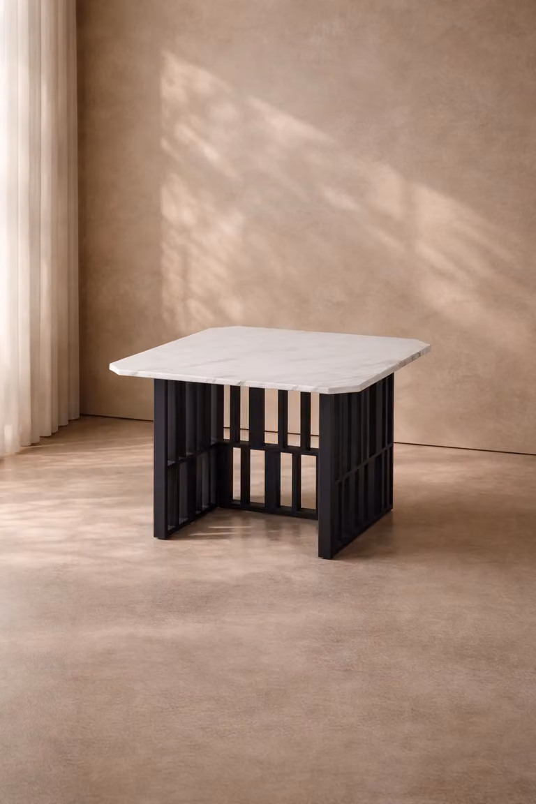 Tommy Franks Lexington Side Table with Marble Top in White or Black, W/D/H: 60 x 42 x 60 cm