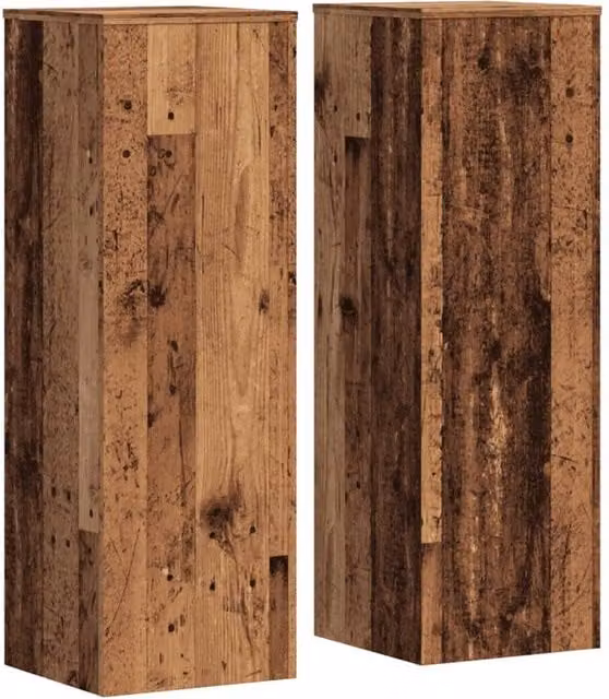 Berkfield Home Set of 2 Modern Square Plant Stands in Brown Engineered Wood, W/D/H: 33 x 33 x 100 cm – 1