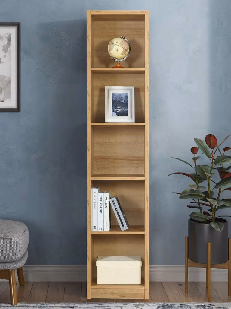Cheap Furniture Warehouse Metro Tall Bookcase in Brown Oak Finish