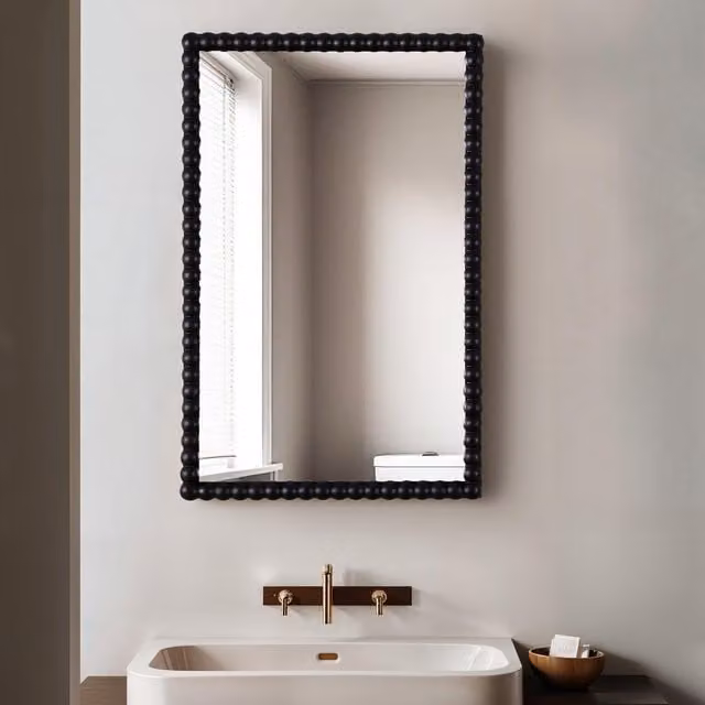 Home Garden Direct Modern Rectangular Wooden Wall Mirror in Black and Green