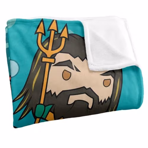 LOGOVISION Aquaman and the Lost Kingdom Chibi Action Super Soft Fleece Throw Blanket, Multicolour, W: 91 cm, D: 147 cm – 2