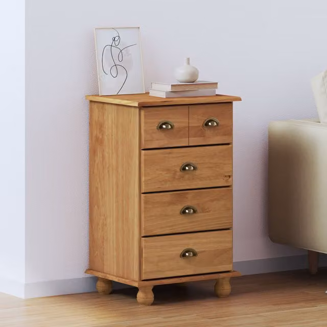 Berkfield Home ASKIM Chest of Drawers in Honey Brown Solid Wood Pine, W: 45.8 cm, D: 40 cm, H: 79 cm