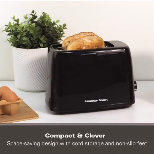 Hamilton Beach 2 Slice Plastic Toaster, Black, 650W with Integrated Cable Storage – 3