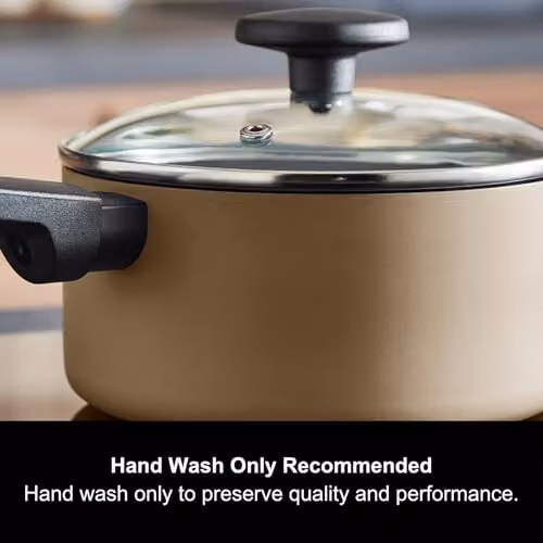 Morphy Richards 5-Piece Aluminium and Ceramic Saucepan and Frying Pan Set, Beige – 10